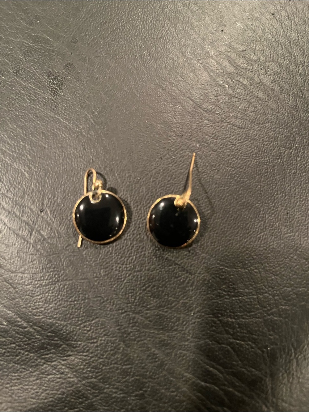 Gold and Black Enamel Drop Earrings - Women Jewelry